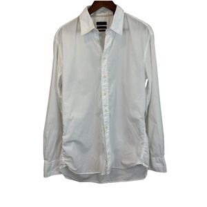 Zara Man White 100% Cotton Textured Button Up Long Sleeve Shirt size XL